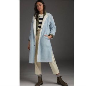 LAST CHANCE Anthro Reversible Sherpa Denim Duster Coat Small